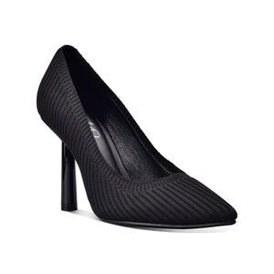 WILD PAIR Womens Black Ribbed Daliaa Almond Toe Stiletto Slip On Pumps Shoes 6 M